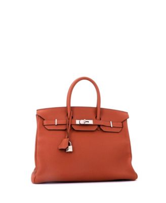 Birkin 35 Handbag Brown Togo with Palladium Hardware