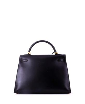 Kelly 32 Handbag Black Box Calf with Gold Hardware