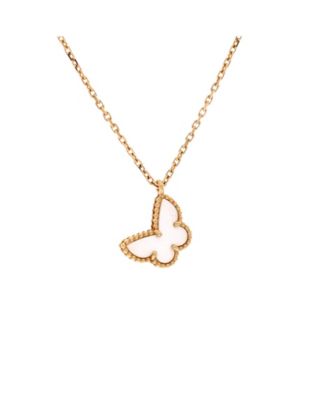  Sweet Alhambra Butterfly Pendant Necklace 18K Gold and Mother of Pearl, 15.75"