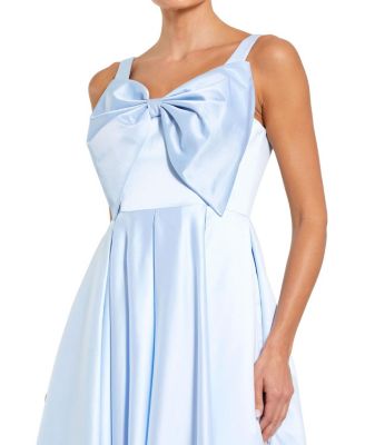 Sleeveless Satin Midi Dress with Bow Detail