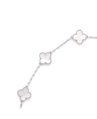  Vintage Alhambra 20 Motifs Necklace 18K White Gold and Mother of Pearl, 33.5"