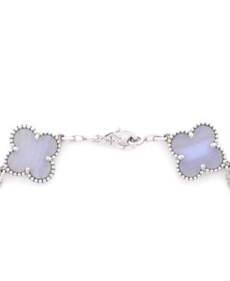  Vintage Alhambra 5 Motifs Bracelet 18K White Gold and Chalcedony