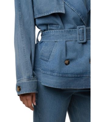 Medium Wash Double Breasted Denim Jacket