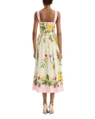 Sleeveless Multi Floral Poplin Scarf Print Day Dress