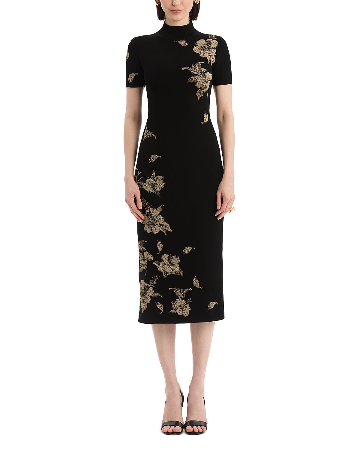 Oscar de la Renta Metallic Jacquard Knit Dress