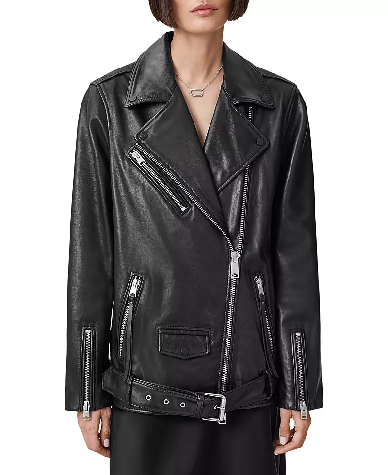 Allsaints Billie Leather Oversized Biker Jacket