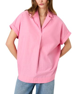 Poplin Collar Short Sleeve Pullover