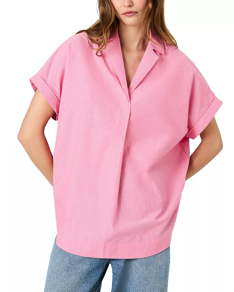 French Connection Poplin Collar Short Sleeve Pullover