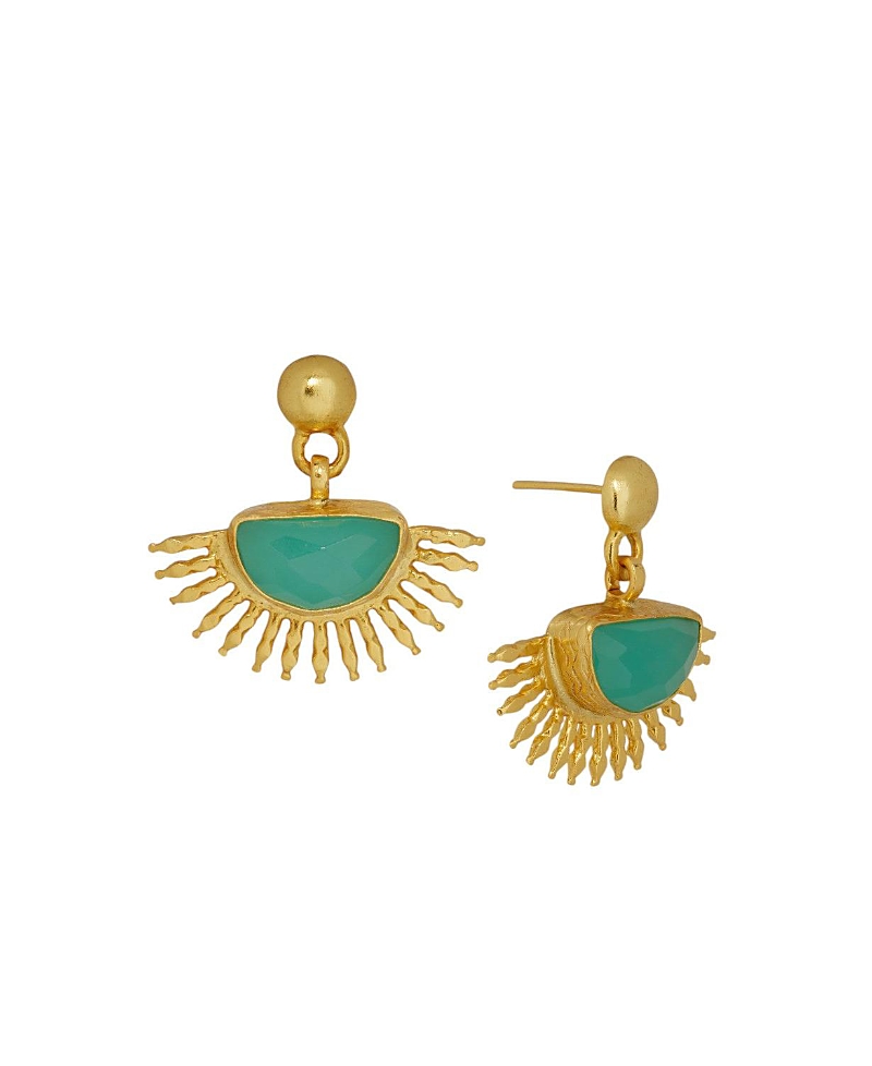 Ottoman Hands Women's Sunrise Aqua Chalcedony Drop Stud Earrings