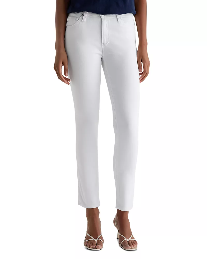 Ag Prima Mid Rise Ankle Cigarette Jeans in White