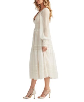  Loic Lace Panel Midi Dress