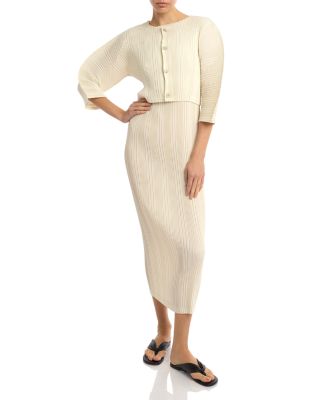 Linen Like Rib Pleats Cardigan