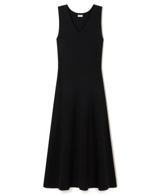 Soleil Silk-Viscose Knit V-Neck Dress