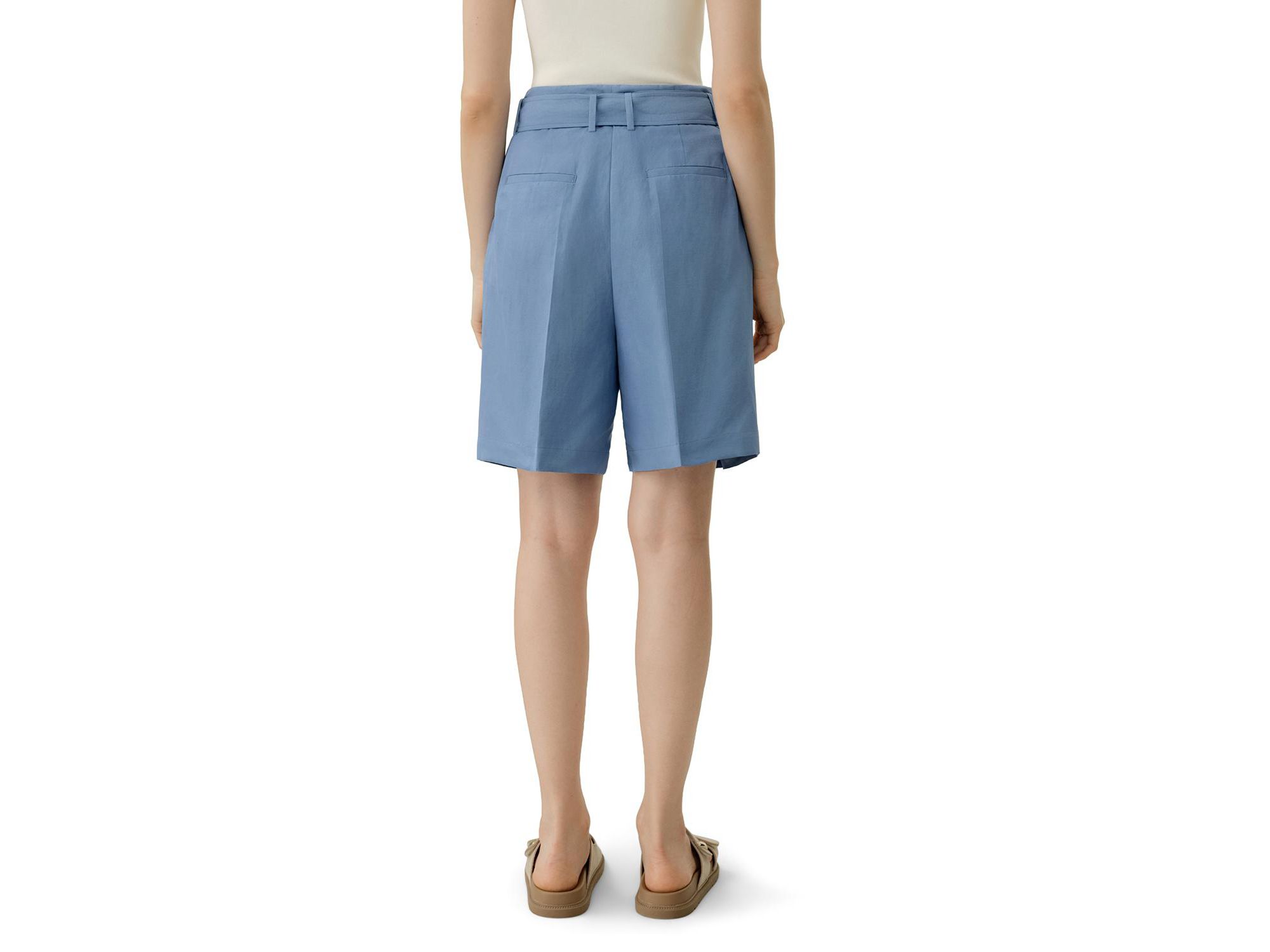 Silk Linen Belted Shorts — Image 3