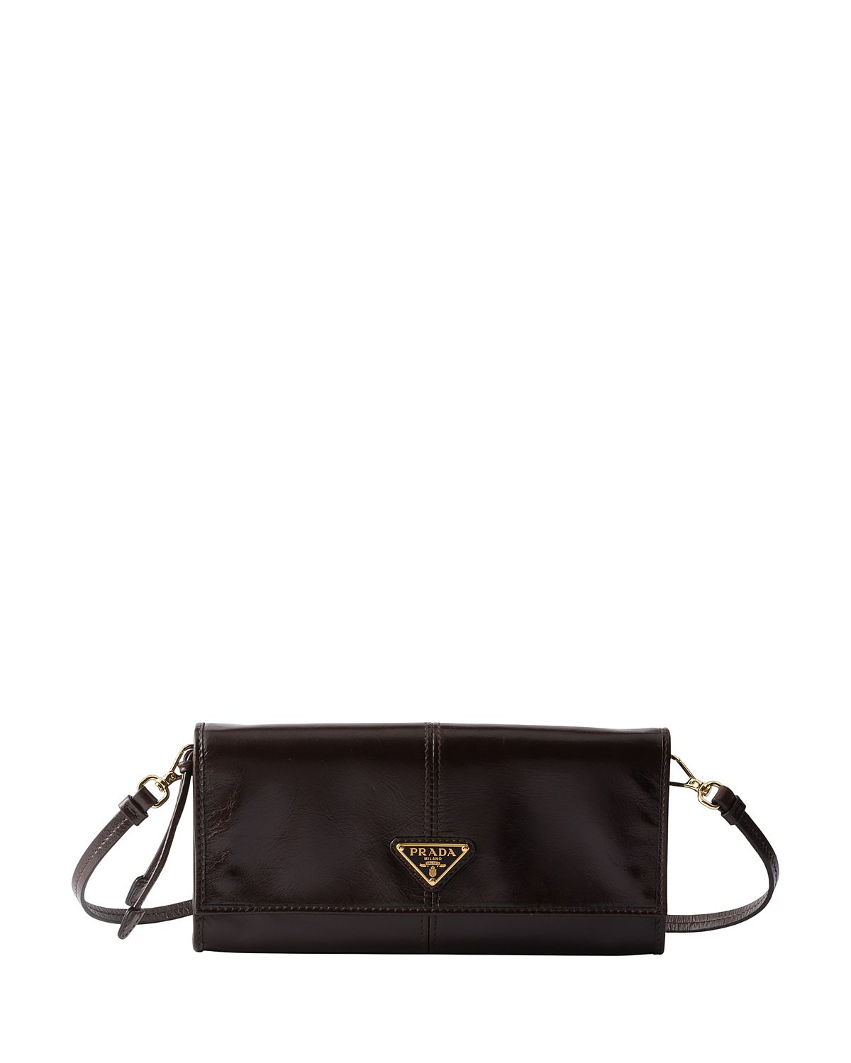 Prada Leather Wallet With Shoulder Strap