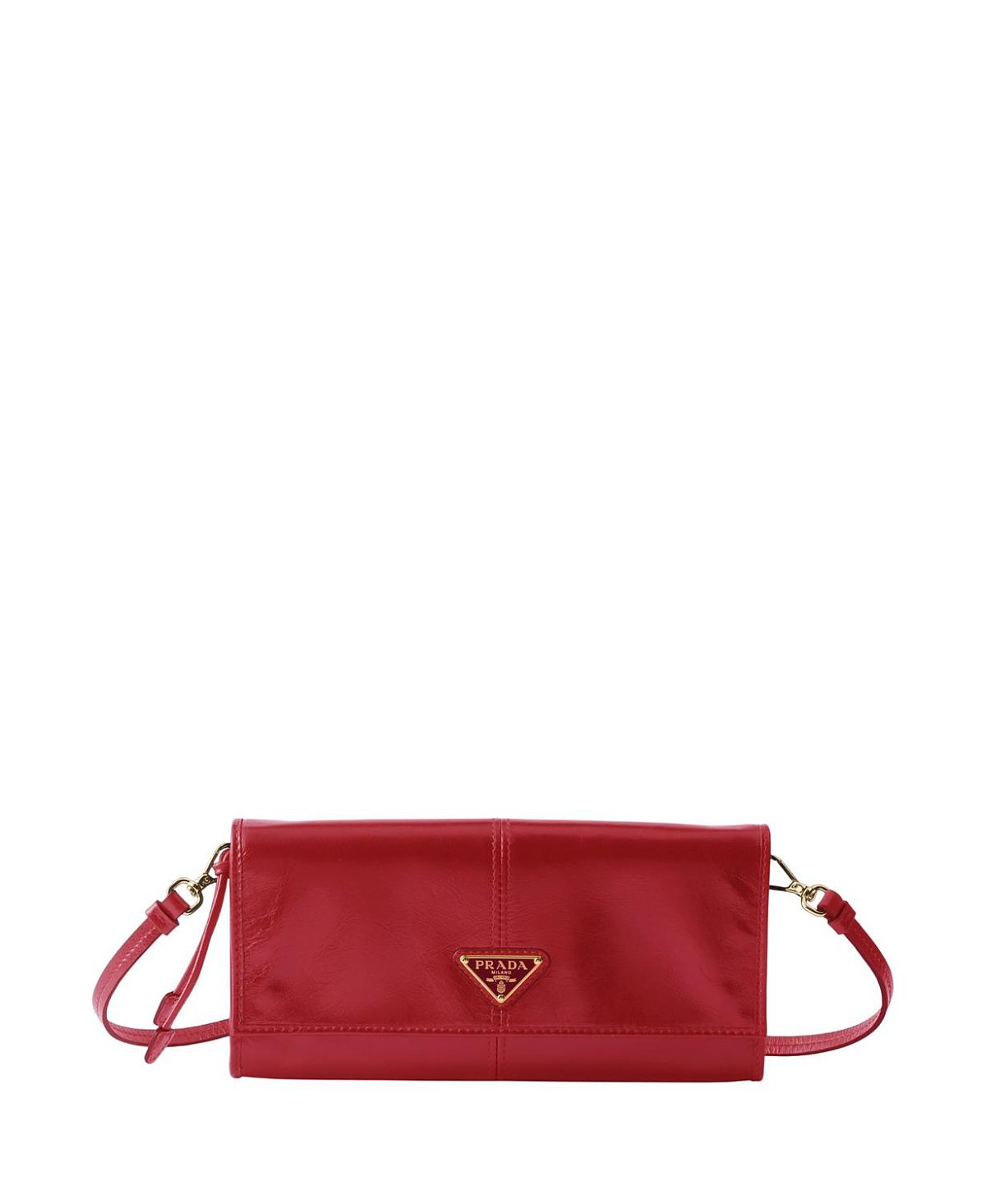Prada Leather Wallet With Shoulder Strap
