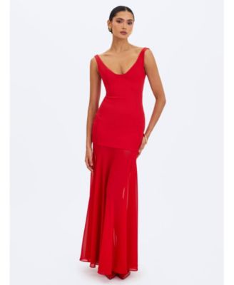  Verona Scoop Neck Flared Maxi Dress