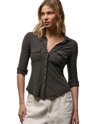 Sheer Slub Side Panel Shirt 