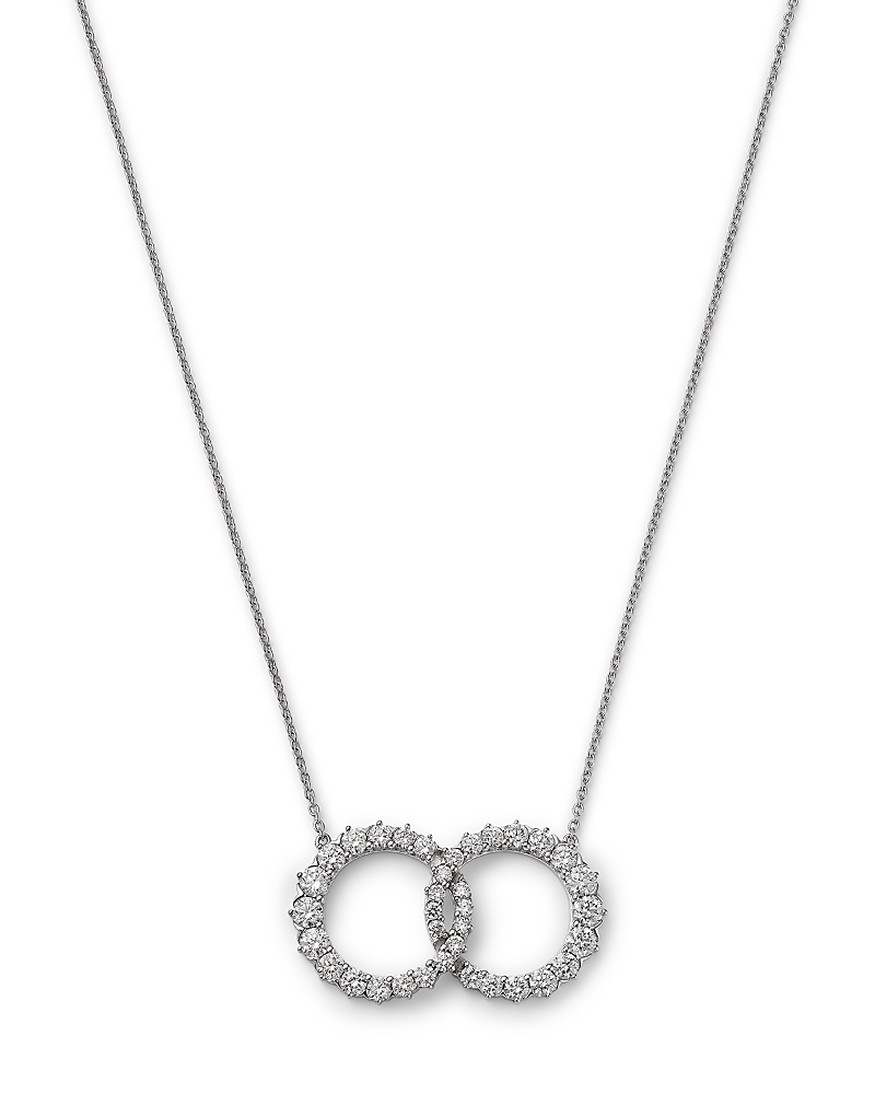 Bloomingdale's Fine Collection Diamond Double Circle Pendant Necklace in 14K White Gold, 1.0 tcw