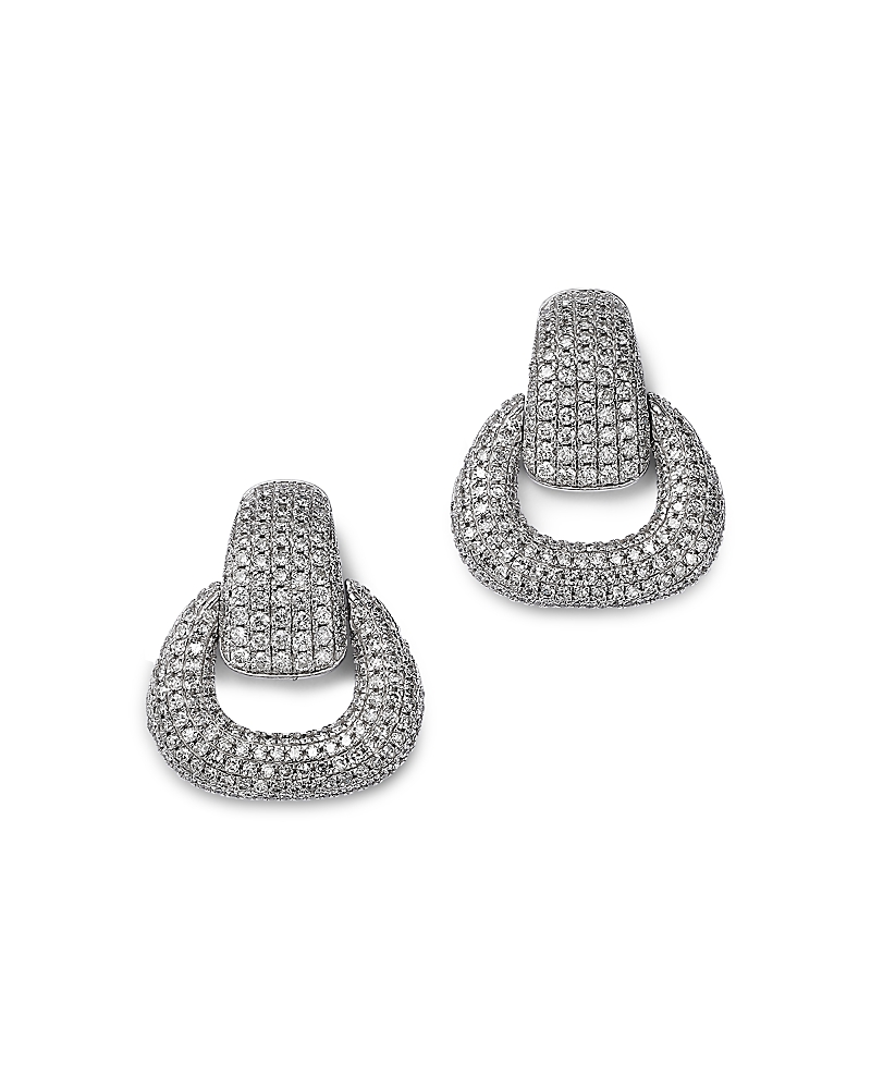 Bloomingdale's Fine Collection Diamond Pave Door Knocker Earrings in 14K White Gold, 1.50 tcw