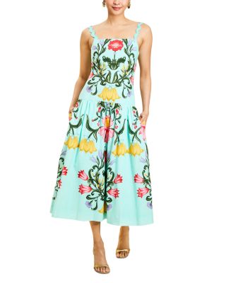 Kinsley Printed Drop Waist Midi Dress