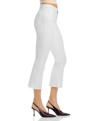 Kendra Mid Rise Crop Flare Jeans in Blanc