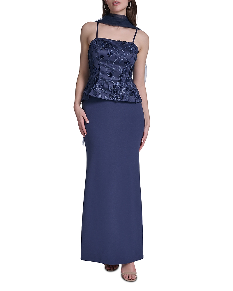 Eliza J Overlay Embroidered Gown