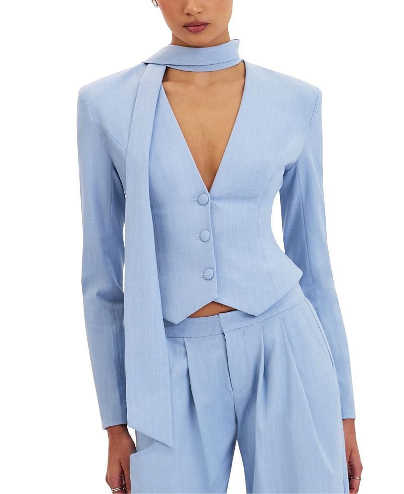 Miss Circle Renley Pinstripe Peplum Blazer