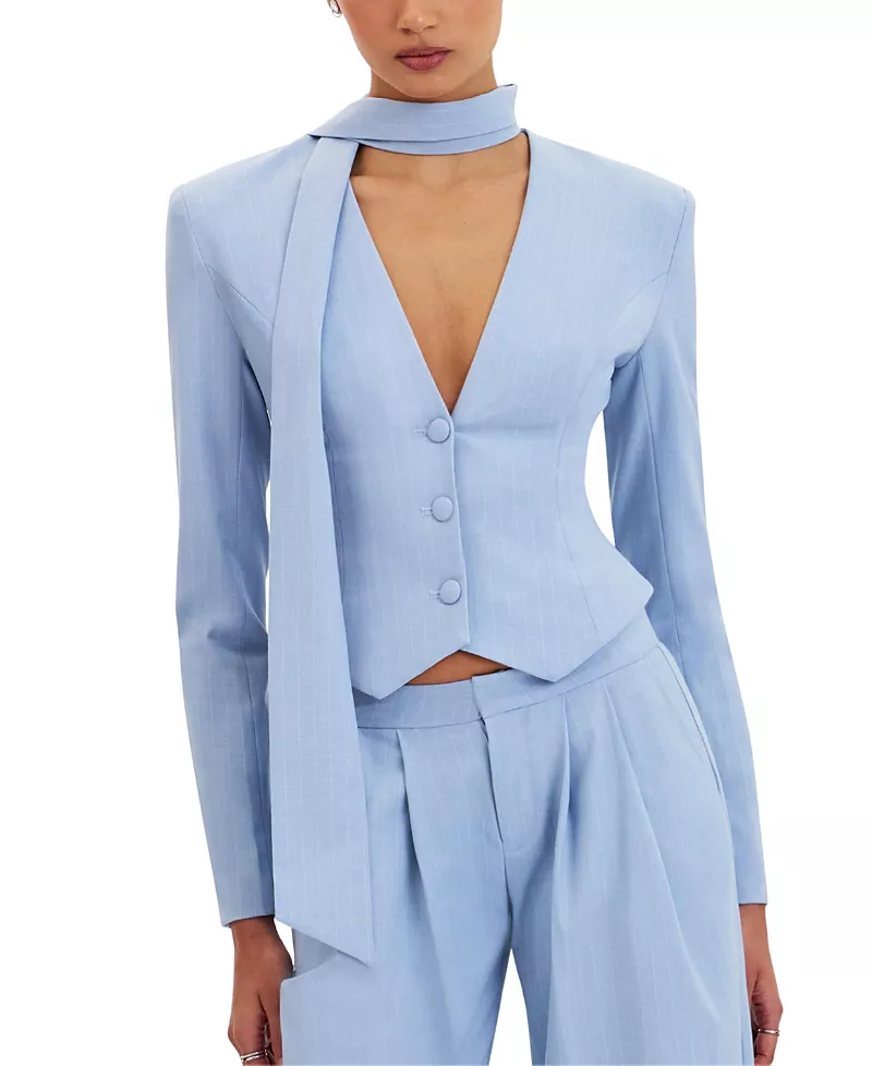 Miss Circle Renley Pinstripe Peplum Blazer