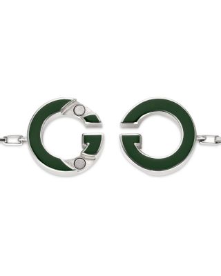 Sterling Silver Gucci Interlocking Enamel Logo Link Bracelet