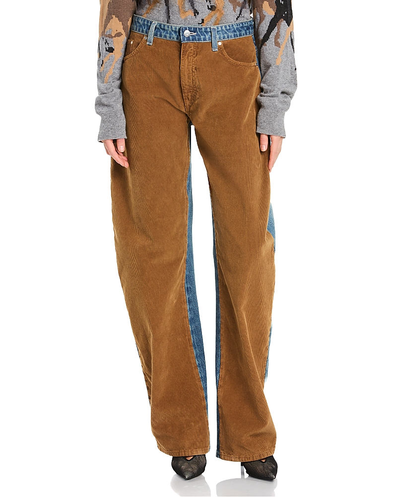 Stella McCartney Corduroy Mixed Curved Jeans in Mix Denim and Corduroy