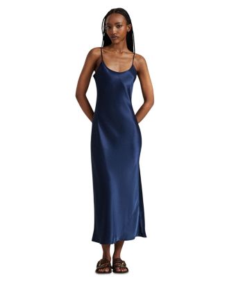 polo ralph lauren satin slip dress Ralph Lauren Women's Satin Slip Dress in Newport Navy