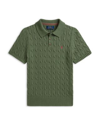 Boys' Cable Knit Cotton Polo Sweater - Big Kid