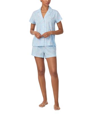 Short Sleeve Classic Knits Notch Collar Boxer Pajama Set