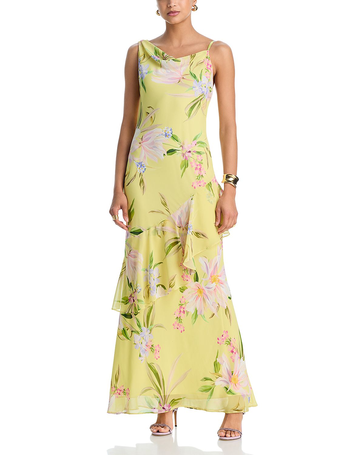 Aqua Asymmetric Chiffon Dress - Exclusive