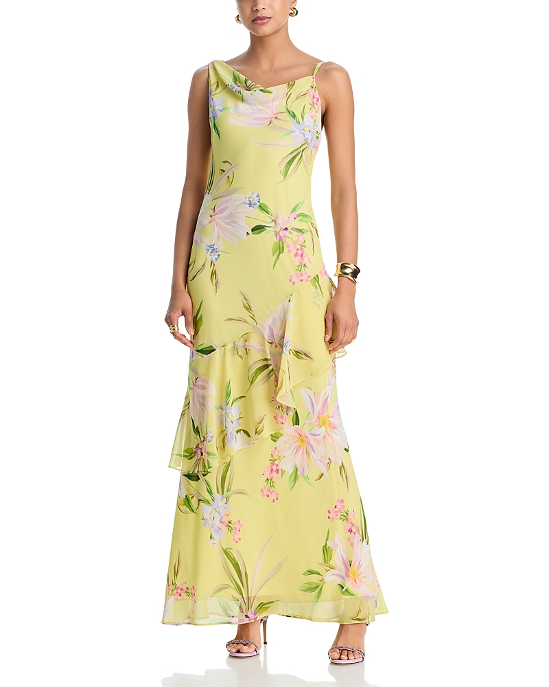 Aqua Asymmetric Chiffon Dress - Exclusive