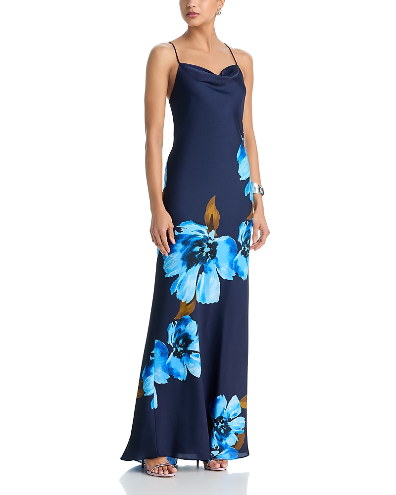 Aqua Satin Dress with Beaded Straps - Exclusive