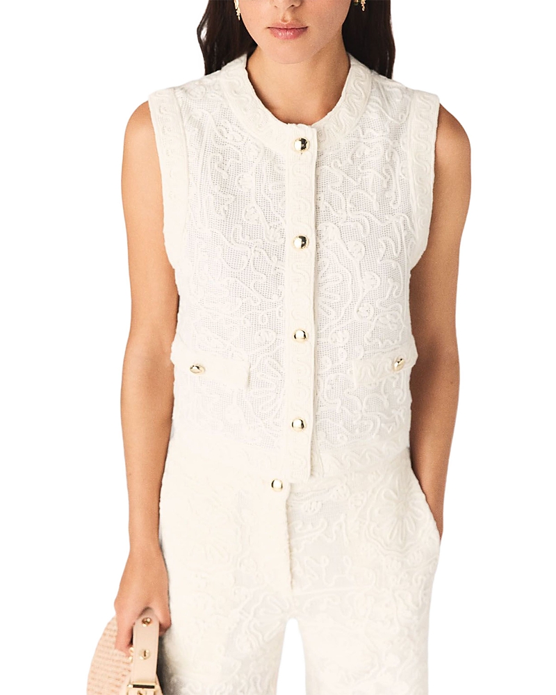 Maje Laros Floral Guipure Lace Waistcoat