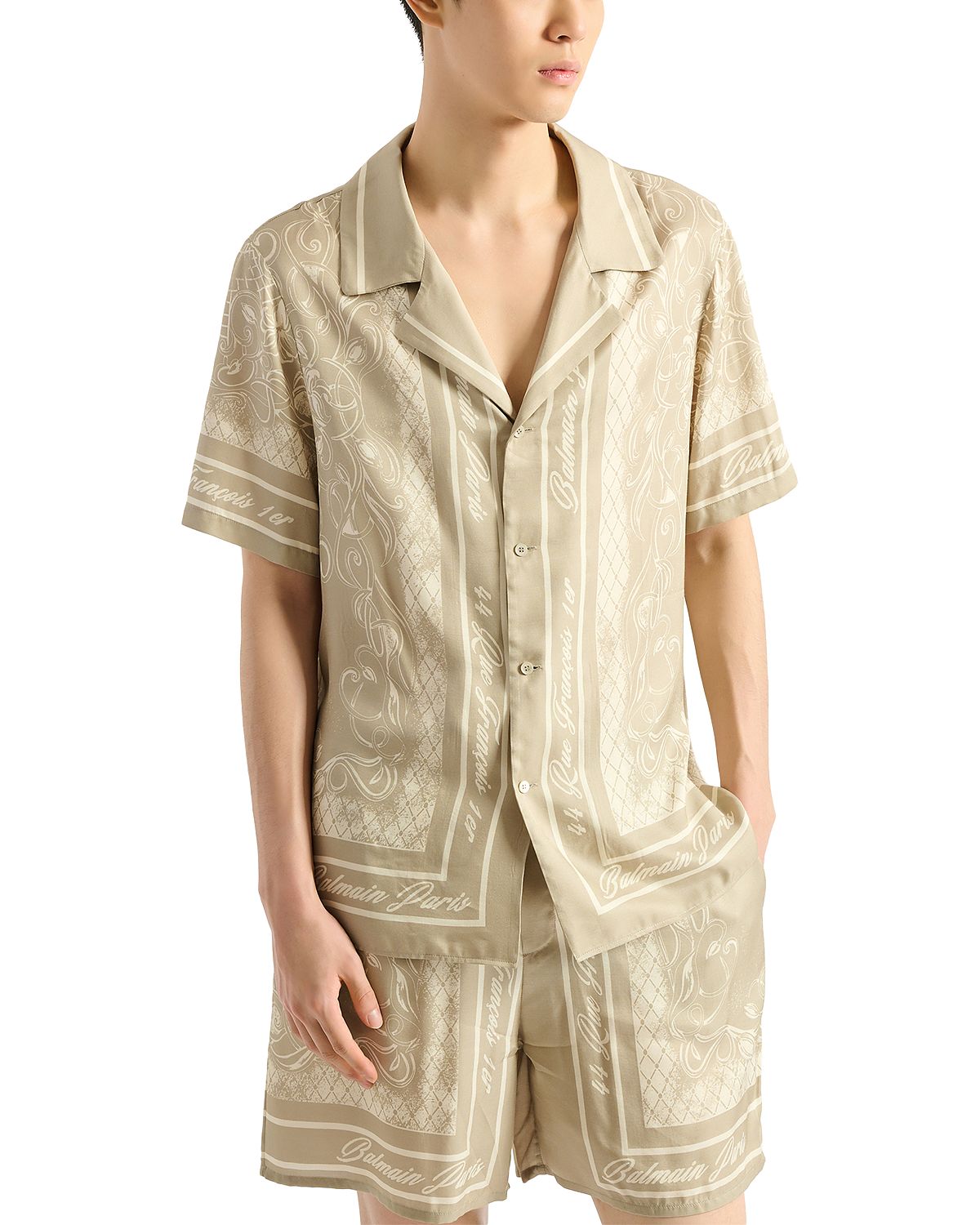 Balmain Regular Fit Foulard Logo Patterned Shirt