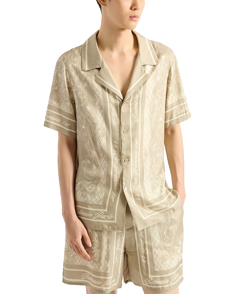 Balmain Regular Fit Foulard Logo Patterned Shirt