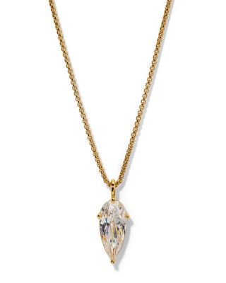 Lucia 18K Gold Plated Cubic Zirconia Pear Pendant Necklace, 16-18"