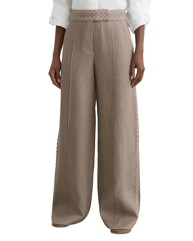 Reiss Petites Mila Linen Wave Trim Pants