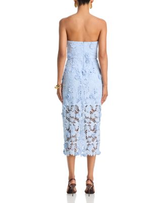 AQUA Strapless 3D Lace Midi Dress - Exclusive | Bloomingdale's Women