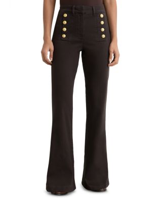 Petites Athena Flare Leg Jeans in Khaki Green