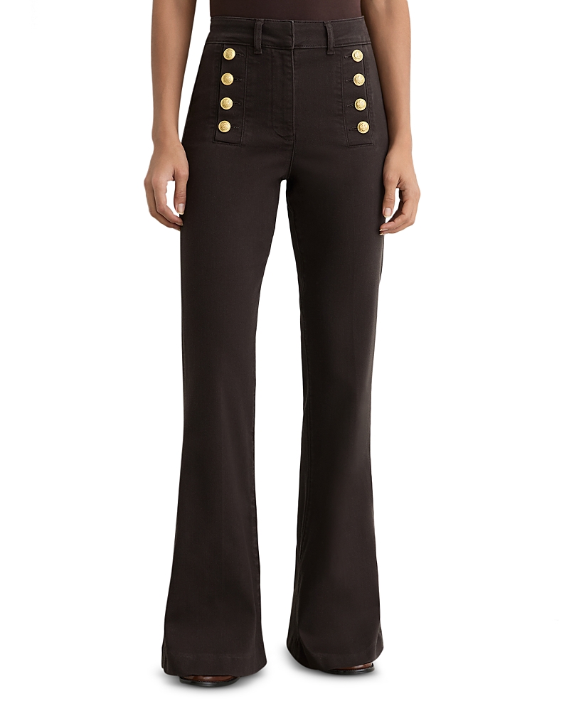 Reiss Petites Athena Flare Leg Jeans in Khaki Green