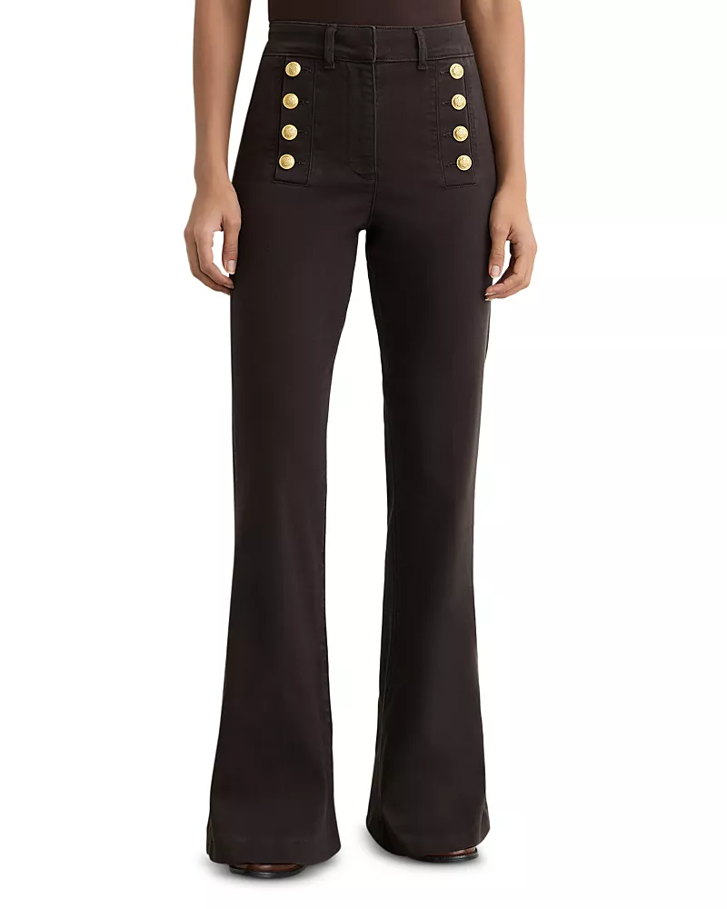 Reiss Petites Athena Flare Leg Jeans in Khaki Green