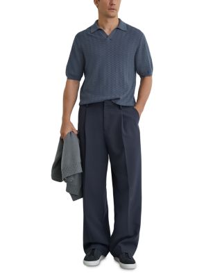 Slim Fit Airforce Blue Textured Polo Shirt