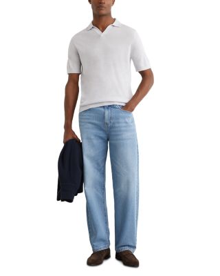 Open Collar Merino Wool Polo Shirt