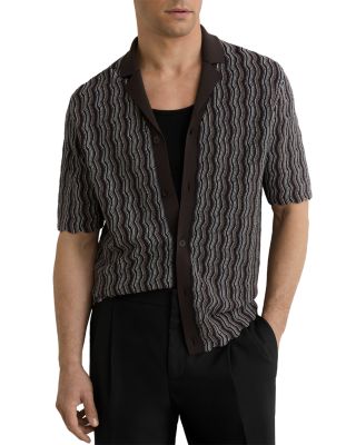 Cuban Collar Wavy Pattern Shirt