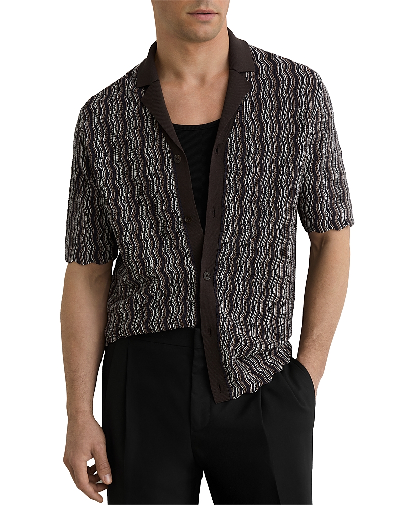 Reiss Cuban Collar Wavy Pattern Shirt